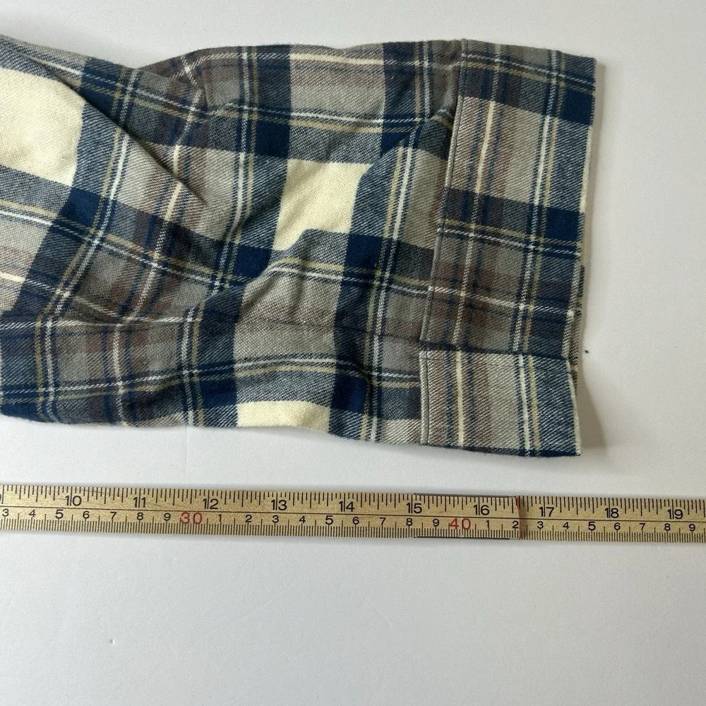 L.L.Bean Scotch Plaid Flannel Robe Men's Size XL 100% Cotton Multicolor Blue